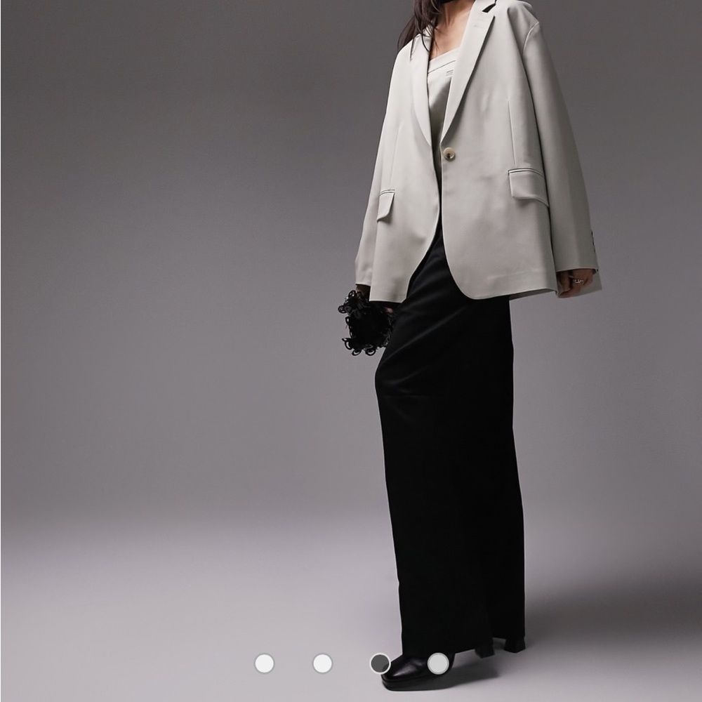Topshop co-ord tailored oversized grandad blazer in stone